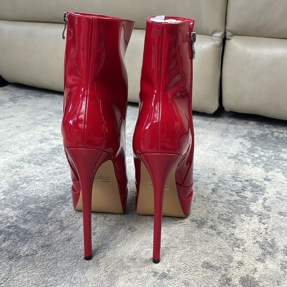 New Dolls Kill Lemon Drop by Privileged Shiny Red Heeled Platform Boots 10 - Picture 7 of 15